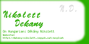 nikolett dekany business card